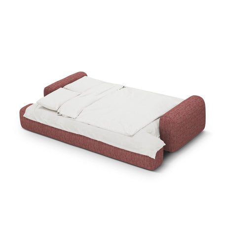 Calma 4-Sitzer Sofa mit Schlaffunktion und Stauraum, aus Strukturierter Stoff in Rot (Baltimore Marsala), 250x100x84 cm von Cosmopolitan Design – Bild 4