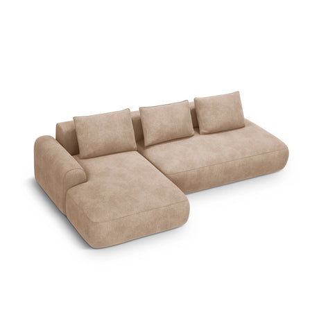 Calma 5-Sitzer Ecksofa mit Schlaffunktion und Stauraum, Linke Seite, aus Samt in Dunkelbeige (Vogue 3), 275x142x84 cm von Cosmopolitan Design – Bild 1