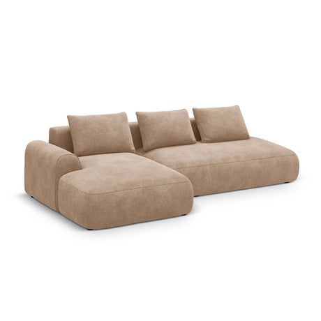Calma 5-Sitzer Ecksofa mit Schlaffunktion und Stauraum, Linke Seite, aus Samt in Dunkelbeige (Vogue 3), 275x142x84 cm von Cosmopolitan Design – Bild 3
