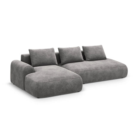 Calma 5-Sitzer Ecksofa mit Schlaffunktion und Stauraum, Linke Seite, aus Samt in Grau (Vogue 15), 275x142x84 cm von Cosmopolitan Design – Bild 3