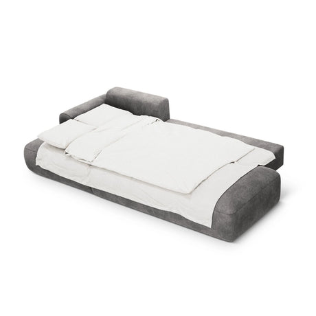 Calma 5-Sitzer Ecksofa mit Schlaffunktion und Stauraum, Linke Seite, aus Samt in Grau (Vogue 15), 275x142x84 cm von Cosmopolitan Design – Bild 4