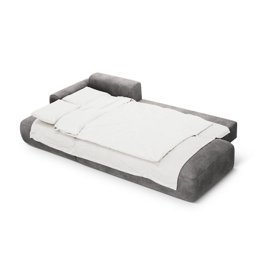 Calma 5-Sitzer Ecksofa mit Schlaffunktion und Stauraum, Linke Seite, aus Samt in Grau (Vogue 15), 275x142x84 cm von Cosmopolitan Design – Bild 4