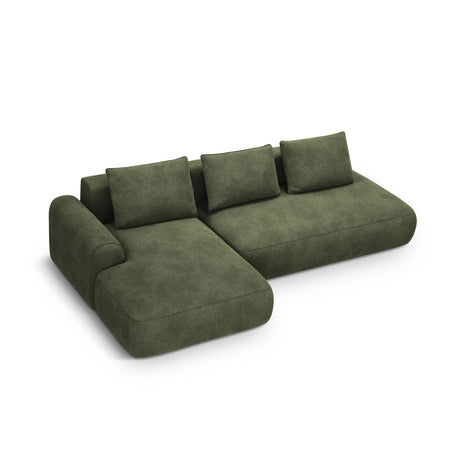 Calma 5-Sitzer Ecksofa mit Schlaffunktion und Stauraum, Linke Seite, aus Samt in Grün (Vogue 11), 275x142x84 cm von Cosmopolitan Design – Bild 1