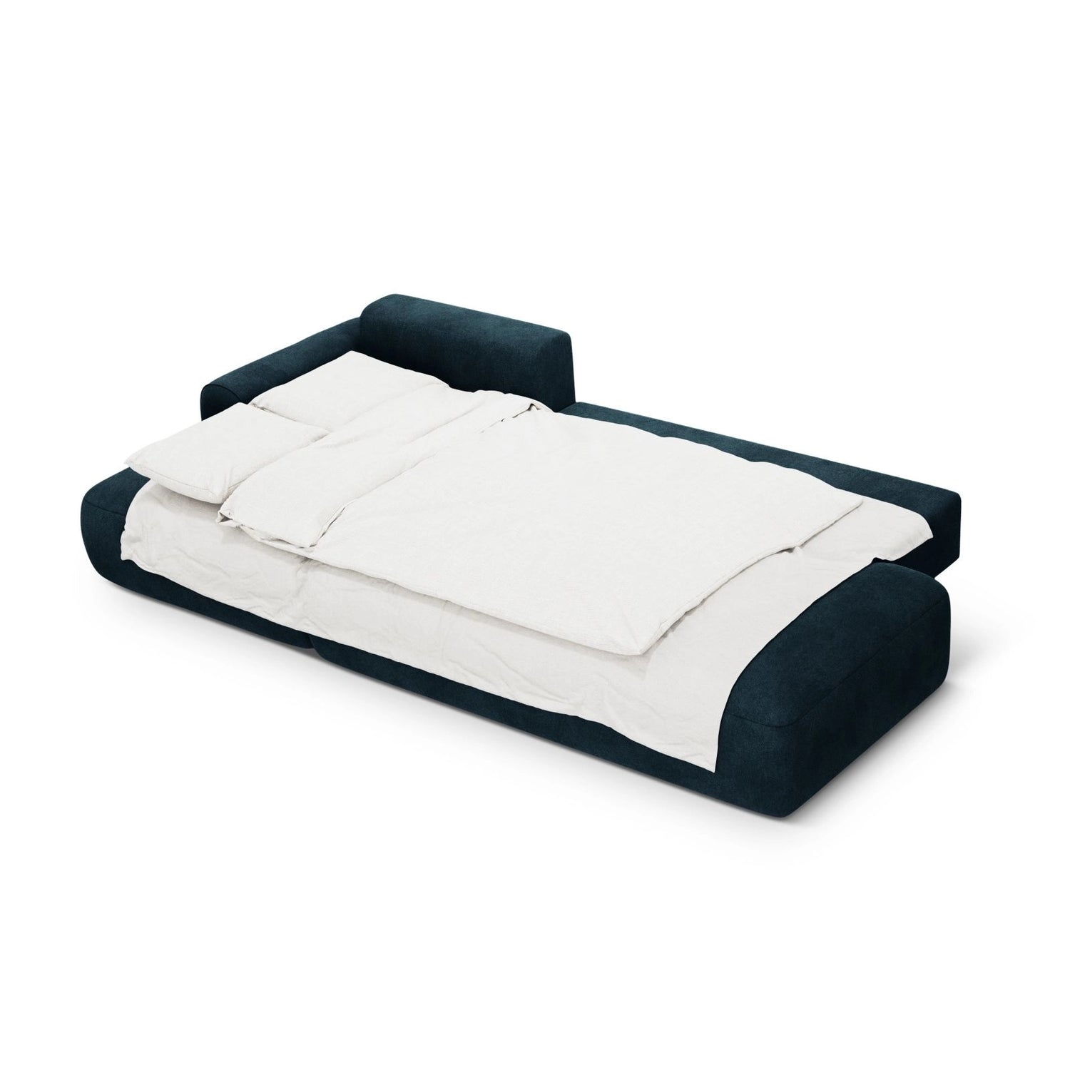 Calma 5-Sitzer Ecksofa mit Schlaffunktion und Stauraum, Linke Seite, aus Samt in Tiefes Petrol (Vogue 13), 275x142x84 cm von Cosmopolitan Design – Bild 4