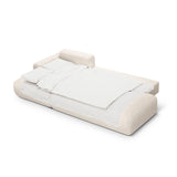 Calma 5-Sitzer Ecksofa mit Schlaffunktion und Stauraum, Linke Seite, aus Strukturierter Stoff in Hellbeige (Baltimore Sand), 275x142x84 cm von Cosmopolitan Design – Bild 4