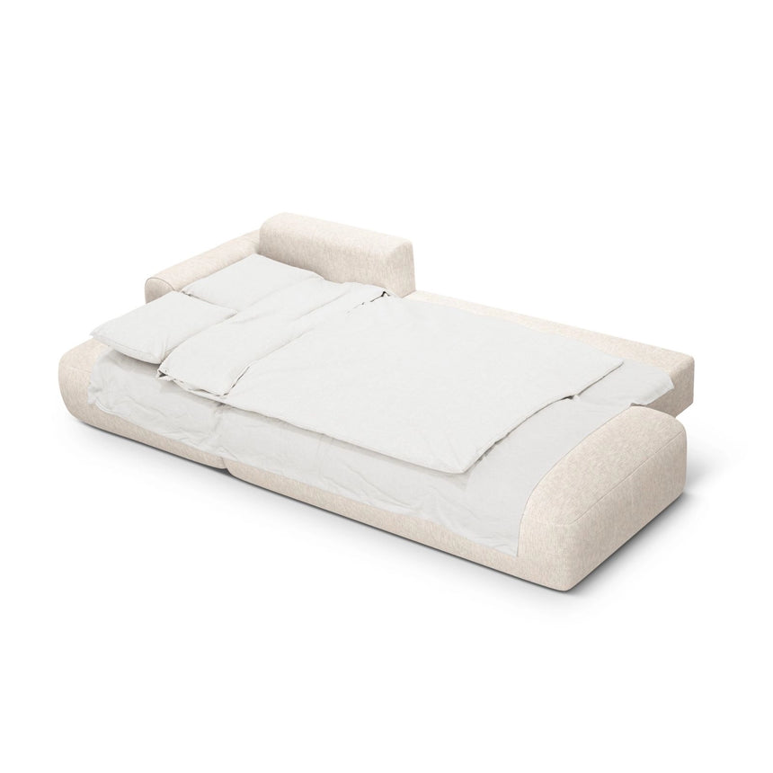 Calma 5-Sitzer Ecksofa mit Schlaffunktion und Stauraum, Linke Seite, aus Strukturierter Stoff in Hellbeige (Baltimore Sand), 275x142x84 cm von Cosmopolitan Design – Bild 4