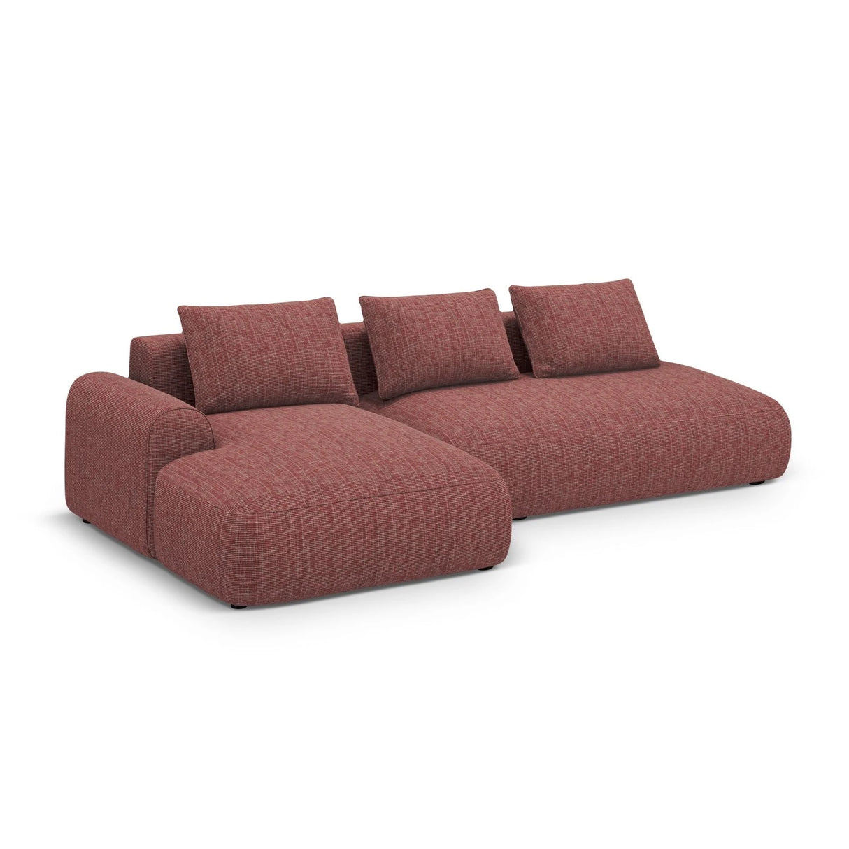 Calma 5-Sitzer Ecksofa mit Schlaffunktion und Stauraum, Linke Seite, aus Strukturierter Stoff in Rot (Baltimore Marsala), 275x142x84 cm von Cosmopolitan Design – Bild 3