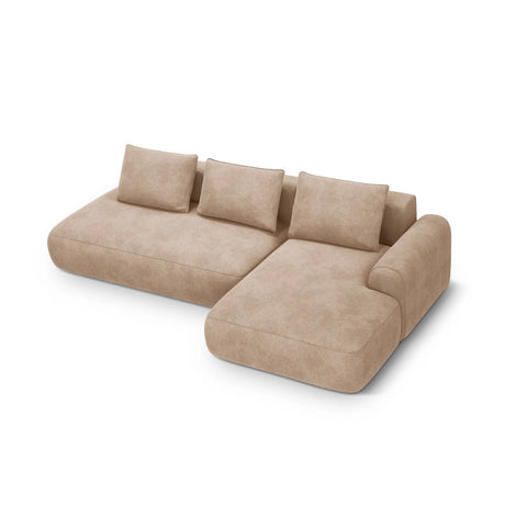 Calma 5-Sitzer Ecksofa mit Schlaffunktion und Stauraum, Rechte Seite, aus Samt in Dunkelbeige (Vogue 3), 275x142x84 cm von Cosmopolitan Design – Bild 1