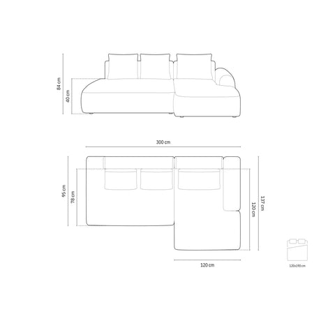 Calma 5-Sitzer Ecksofa mit Schlaffunktion und Stauraum, Rechte Seite, aus Samt in Dunkelbeige (Vogue 3), 275x142x84 cm von Cosmopolitan Design – Bild 2