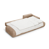 Calma 5-Sitzer Ecksofa mit Schlaffunktion und Stauraum, Rechte Seite, aus Samt in Dunkelbeige (Vogue 3), 275x142x84 cm von Cosmopolitan Design – Bild 4