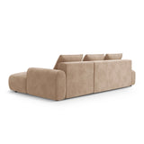 Calma 5-Sitzer Ecksofa mit Schlaffunktion und Stauraum, Rechte Seite, aus Samt in Dunkelbeige (Vogue 3), 275x142x84 cm von Cosmopolitan Design – Bild 5