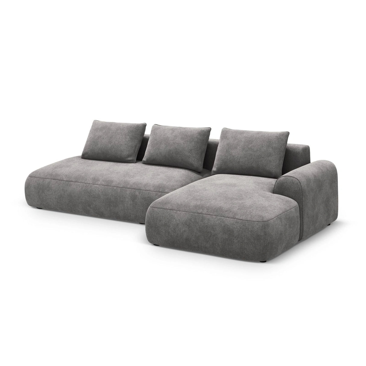 Calma 5-Sitzer Ecksofa mit Schlaffunktion und Stauraum, Rechte Seite, aus Samt in Grau (Vogue 15), 275x142x84 cm von Cosmopolitan Design – Bild 3