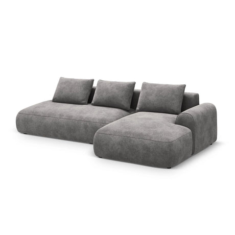 Calma 5-Sitzer Ecksofa mit Schlaffunktion und Stauraum, Rechte Seite, aus Samt in Grau (Vogue 15), 275x142x84 cm von Cosmopolitan Design – Bild 3