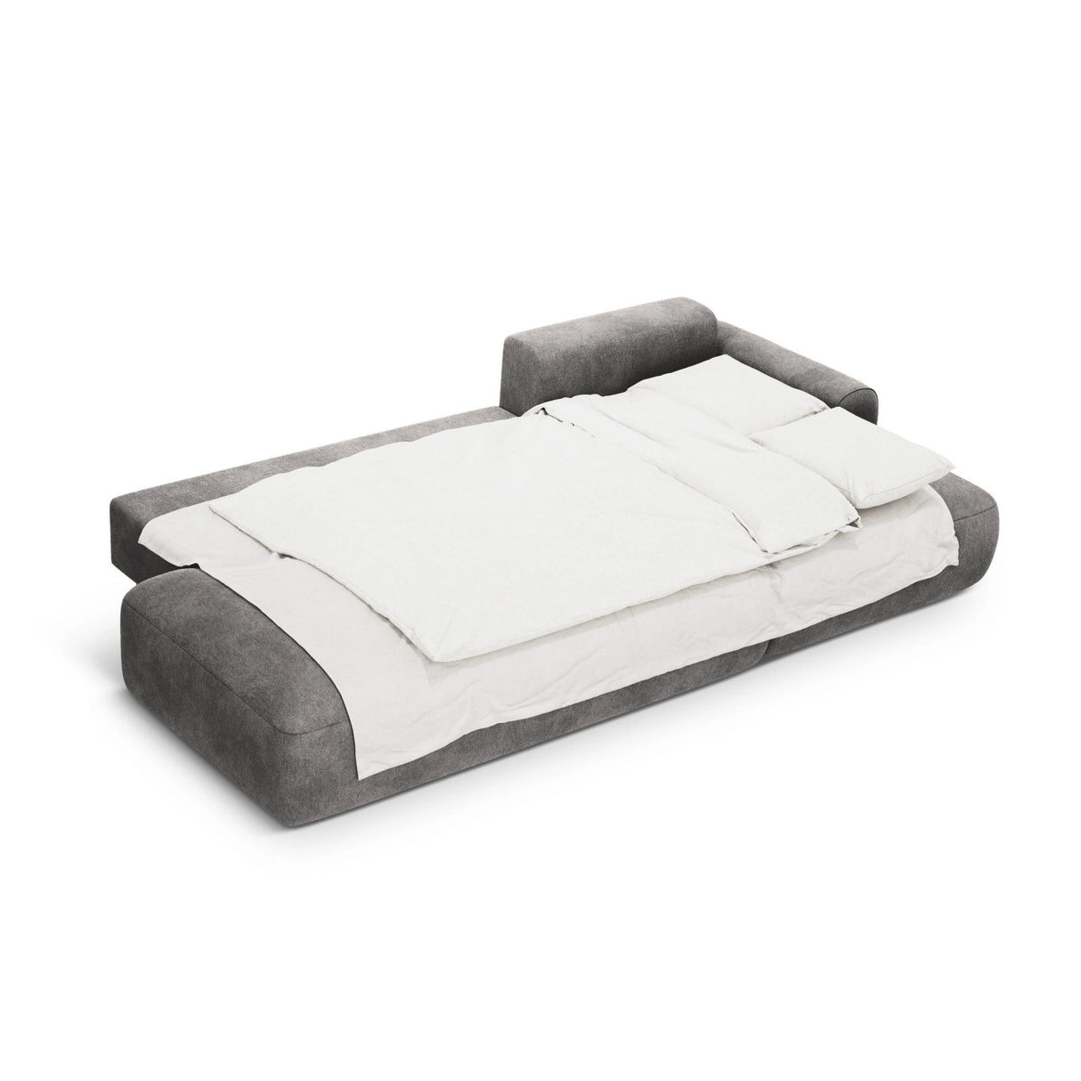 Calma 5-Sitzer Ecksofa mit Schlaffunktion und Stauraum, Rechte Seite, aus Samt in Grau (Vogue 15), 275x142x84 cm von Cosmopolitan Design – Bild 4