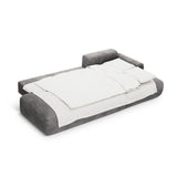 Calma 5-Sitzer Ecksofa mit Schlaffunktion und Stauraum, Rechte Seite, aus Samt in Grau (Vogue 15), 275x142x84 cm von Cosmopolitan Design – Bild 4