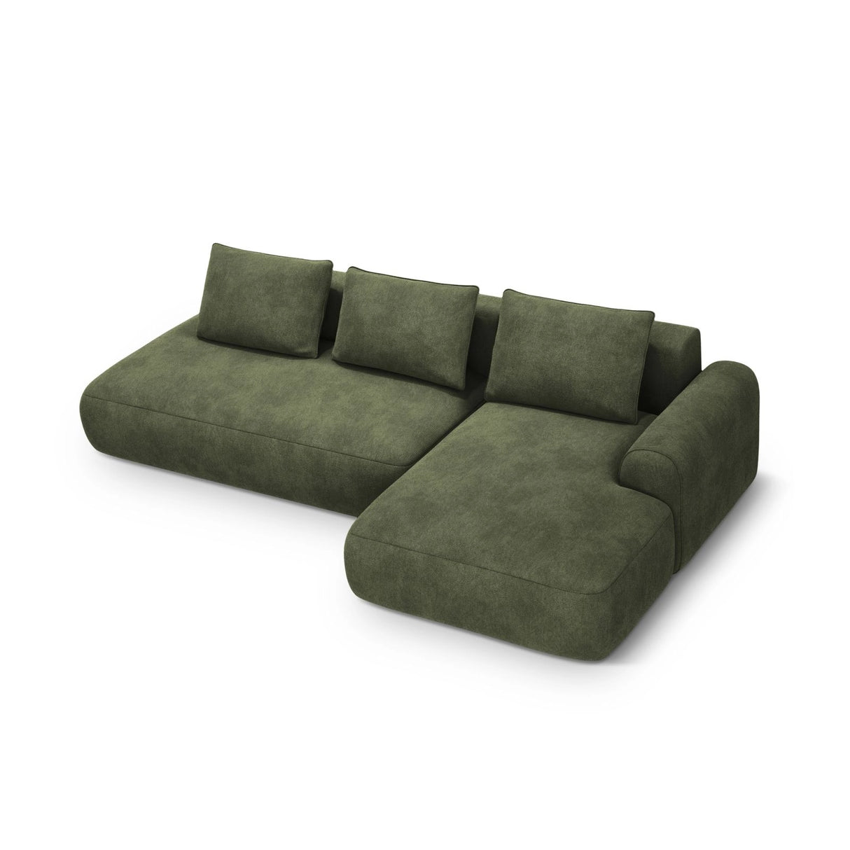 Calma 5-Sitzer Ecksofa mit Schlaffunktion und Stauraum, Rechte Seite, aus Samt in Grün (Vogue 11), 275x142x84 cm von Cosmopolitan Design – Bild 1