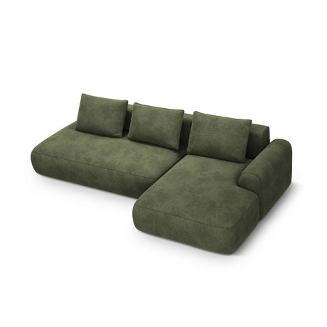 Calma 5-Sitzer Ecksofa mit Schlaffunktion und Stauraum, Rechte Seite, aus Samt in Grün (Vogue 11), 275x142x84 cm von Cosmopolitan Design – Bild 1