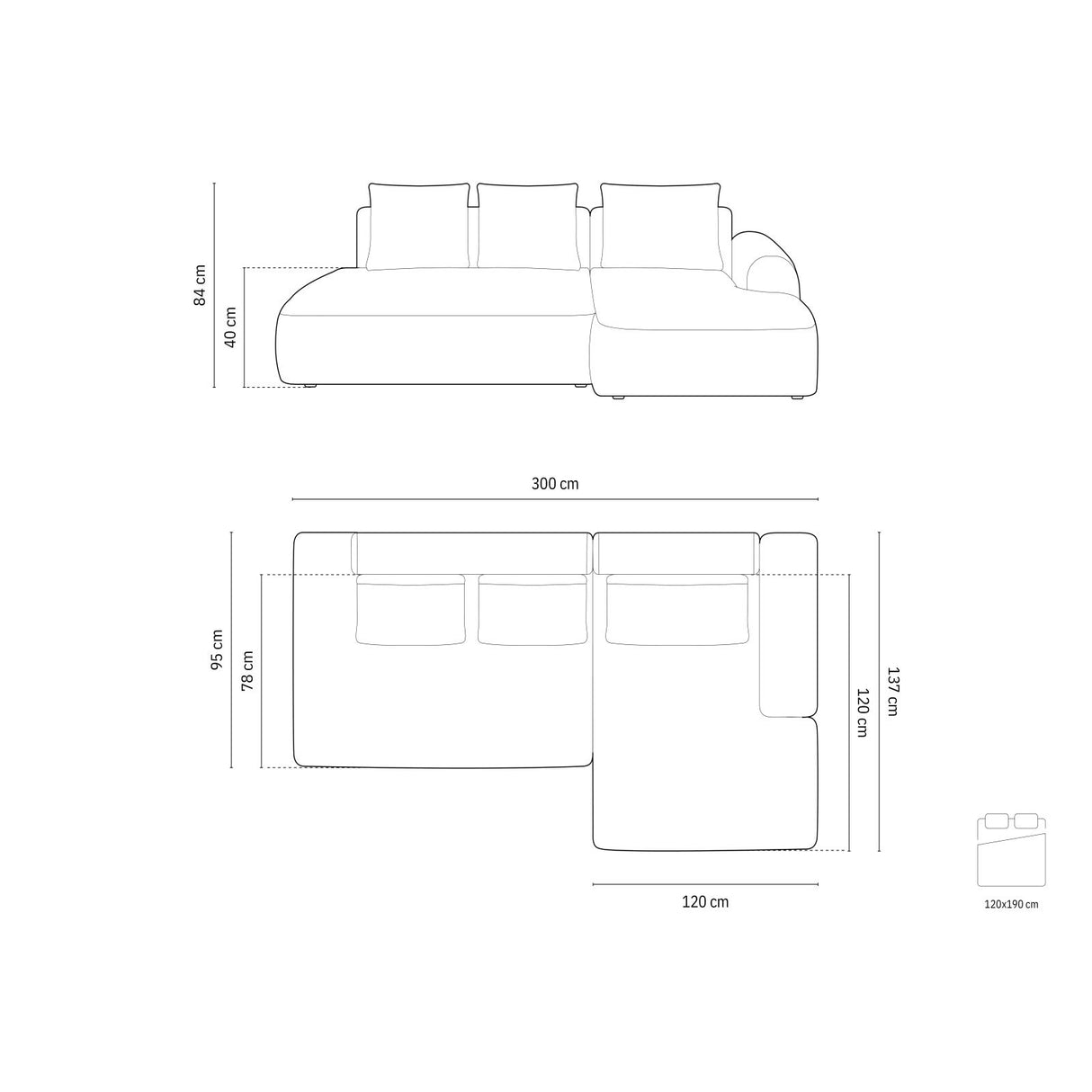 Calma 5-Sitzer Ecksofa mit Schlaffunktion und Stauraum, Rechte Seite, aus Samt in Grün (Vogue 11), 275x142x84 cm von Cosmopolitan Design – Bild 2
