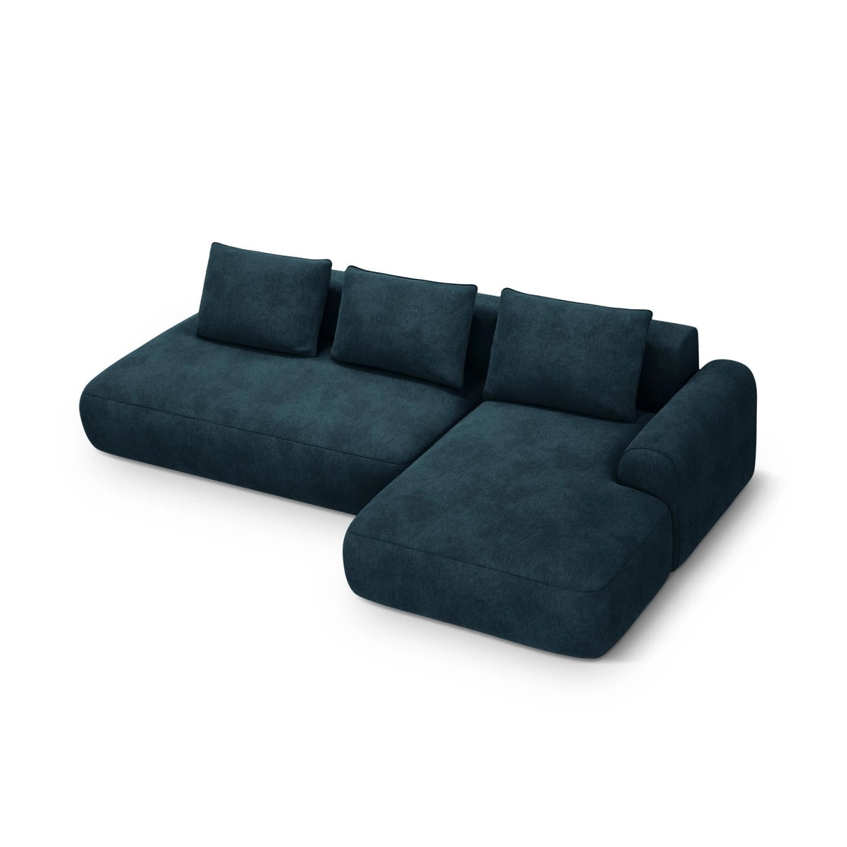Calma 5-Sitzer Ecksofa mit Schlaffunktion und Stauraum, Rechte Seite, aus Samt in Tiefes Petrol (Vogue 13), 275x142x84 cm von Cosmopolitan Design – Bild 1