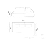 Calma 5-Sitzer Ecksofa mit Schlaffunktion und Stauraum, Rechte Seite, aus Samt in Tiefes Petrol (Vogue 13), 275x142x84 cm von Cosmopolitan Design – Bild 2