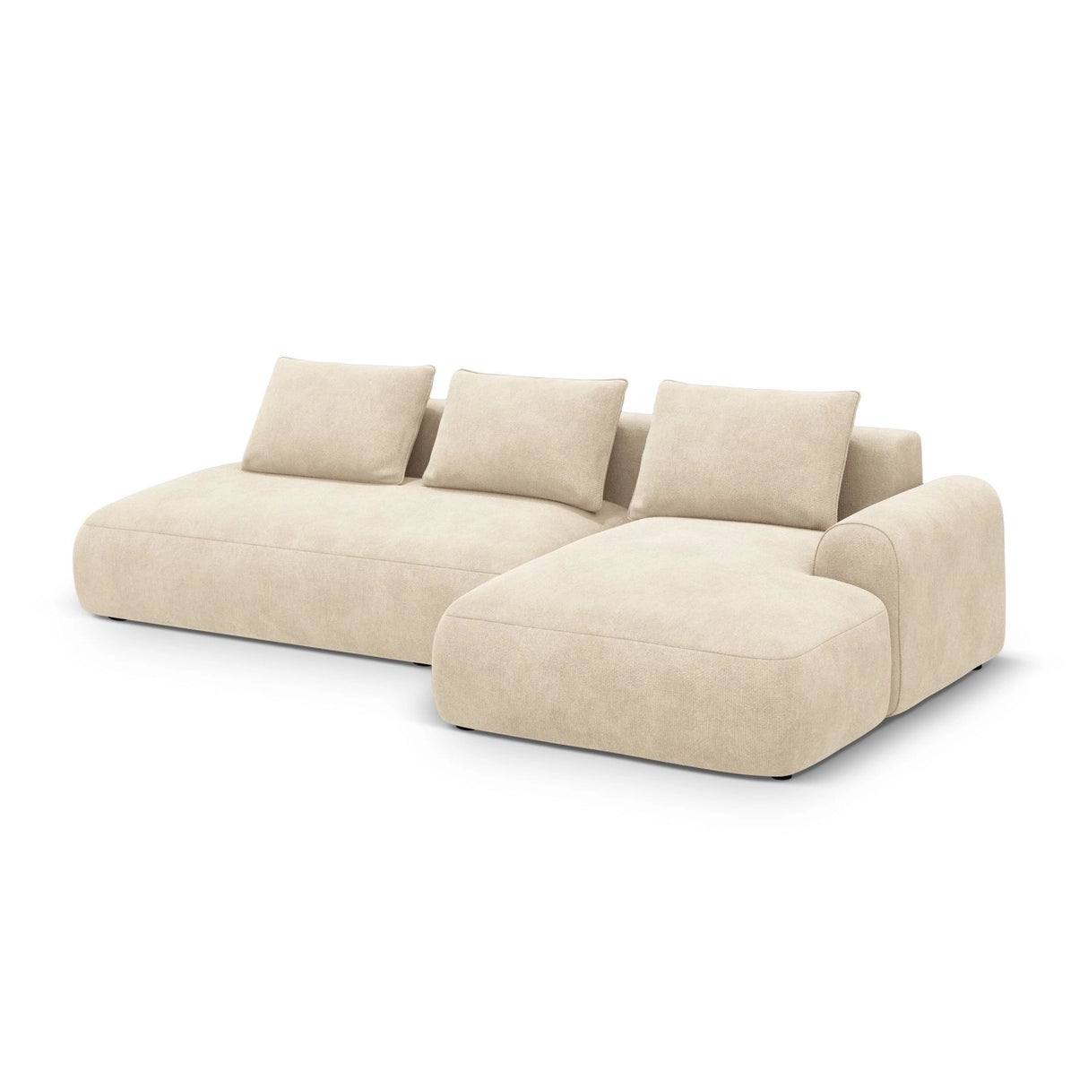 Calma 5-Sitzer Ecksofa mit Schlaffunktion und Stauraum, Rechte Seite, aus Samt oder Strukturstoff, 275x142x84 cm von Cosmopolitan Design – Bild 3
