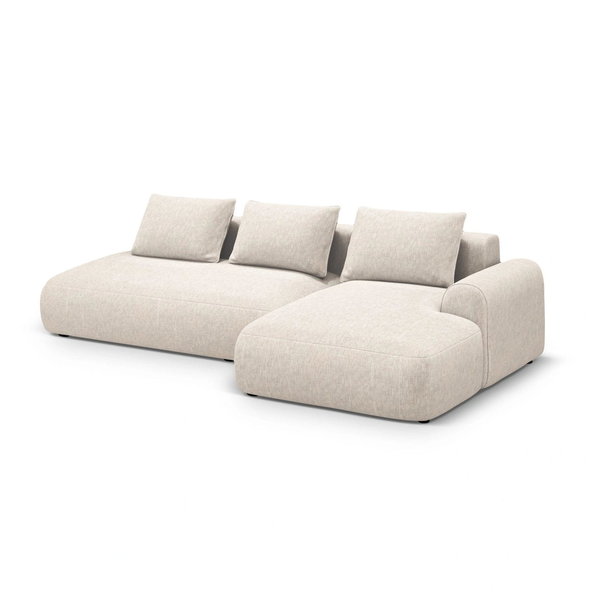 Calma 5-Sitzer Ecksofa mit Schlaffunktion und Stauraum, Rechte Seite, aus Strukturierter Stoff in Hellbeige (Baltimore Sand), 275x142x84 cm von Cosmopolitan Design – Bild 3