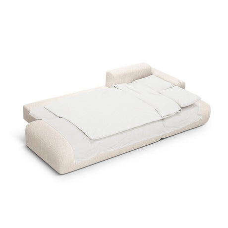 Calma 5-Sitzer Ecksofa mit Schlaffunktion und Stauraum, Rechte Seite, aus Strukturierter Stoff in Hellbeige (Baltimore Sand), 275x142x84 cm von Cosmopolitan Design – Bild 4