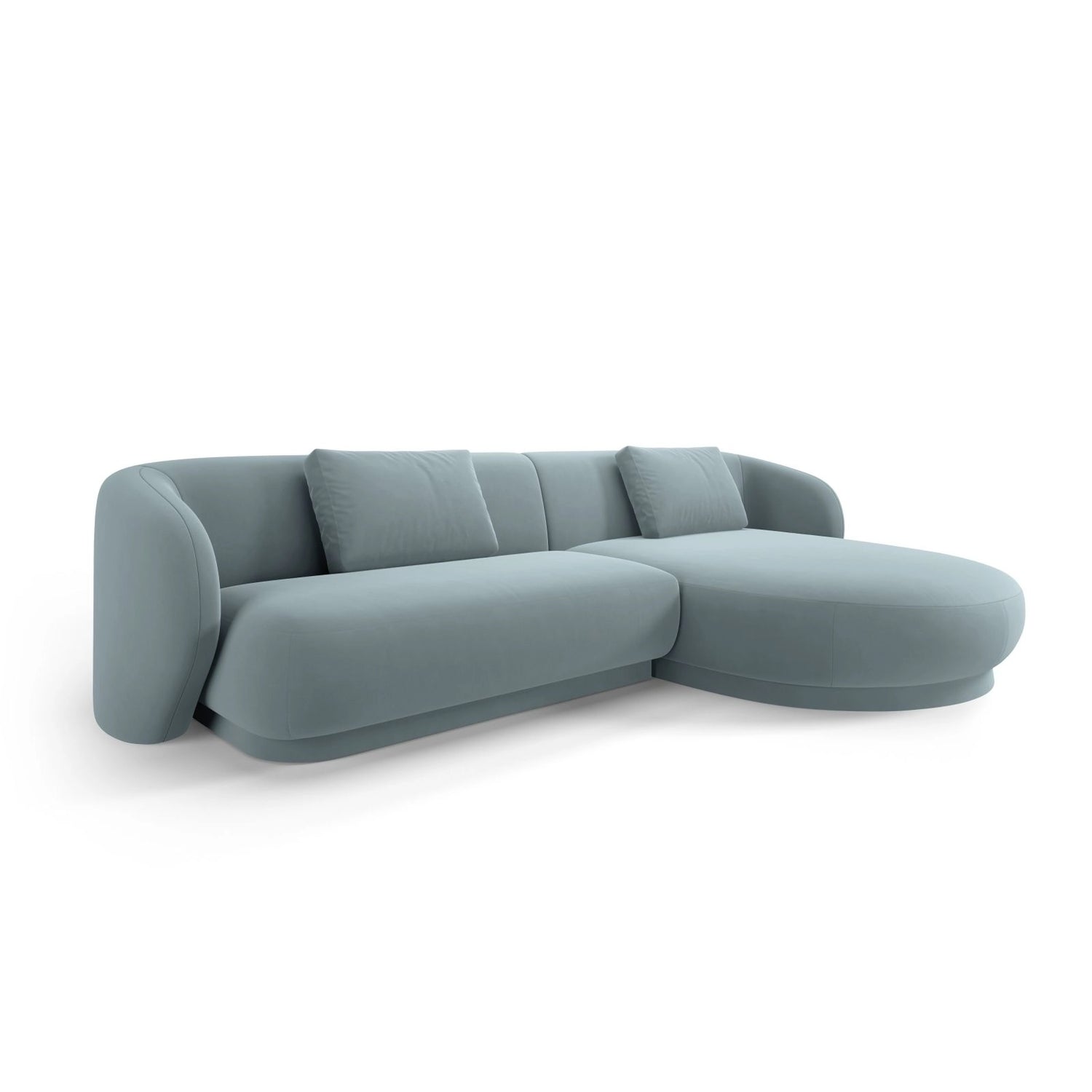 Camden 4-Sitzer Ecksofa, Rechte Seite, aus Samt in Hellblau (Casino Safira), 289x177x72 cm von Cosmopolitan Design – Bild 1