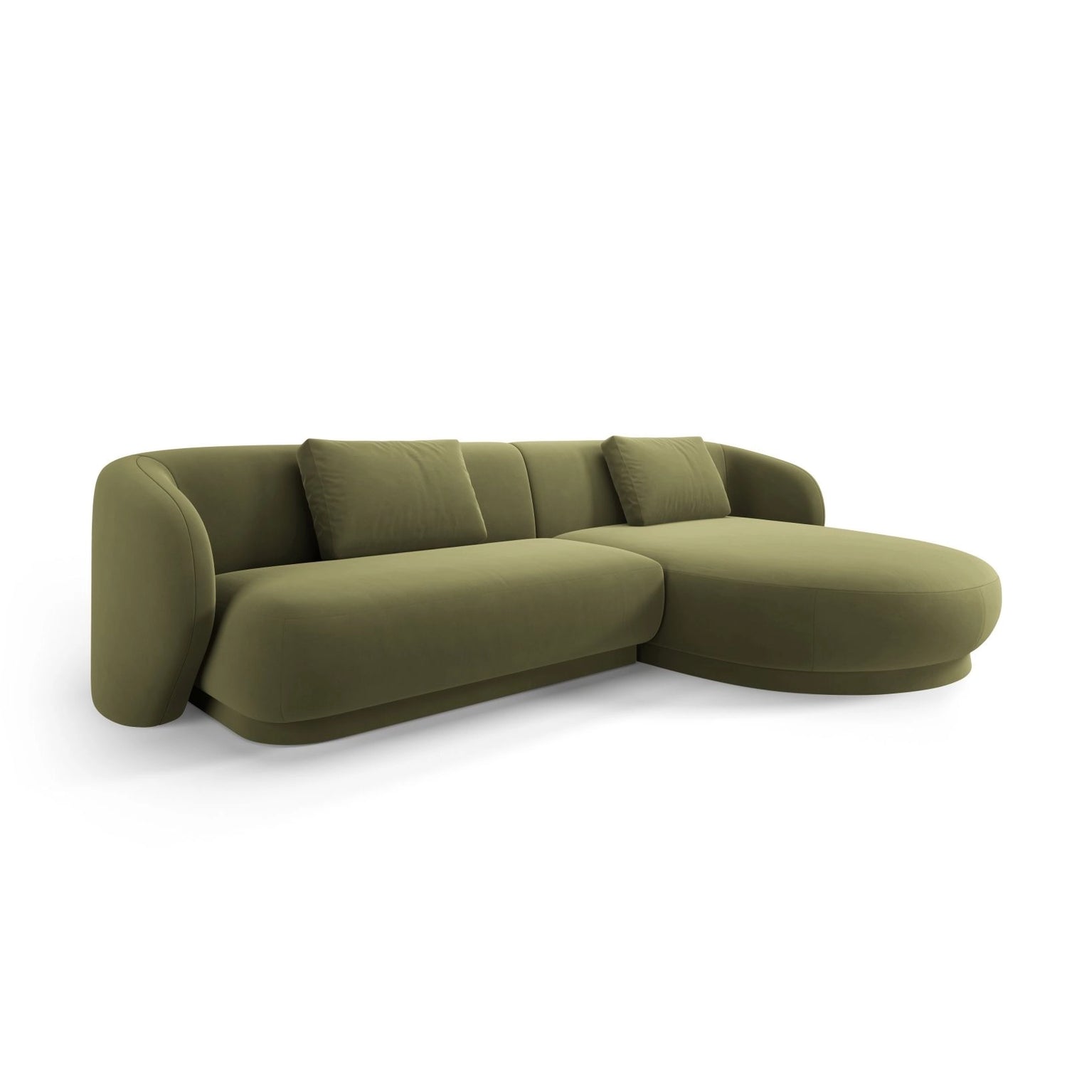 Camden 4-Sitzer Ecksofa, Rechte Seite, aus Samt in Hellgrün (Casino Forest), 289x177x72 cm von Cosmopolitan Design – Bild 1