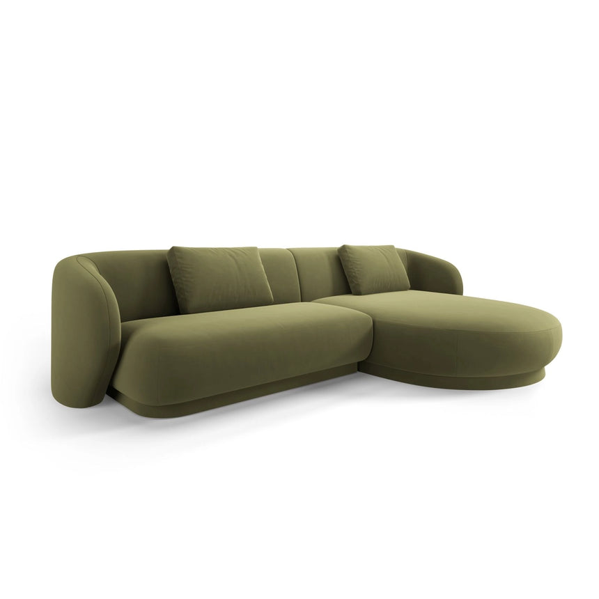 Camden 4-Sitzer Ecksofa, Rechte Seite, aus Samt in Hellgrün (Casino Forest), 289x177x72 cm von Cosmopolitan Design – Bild 1