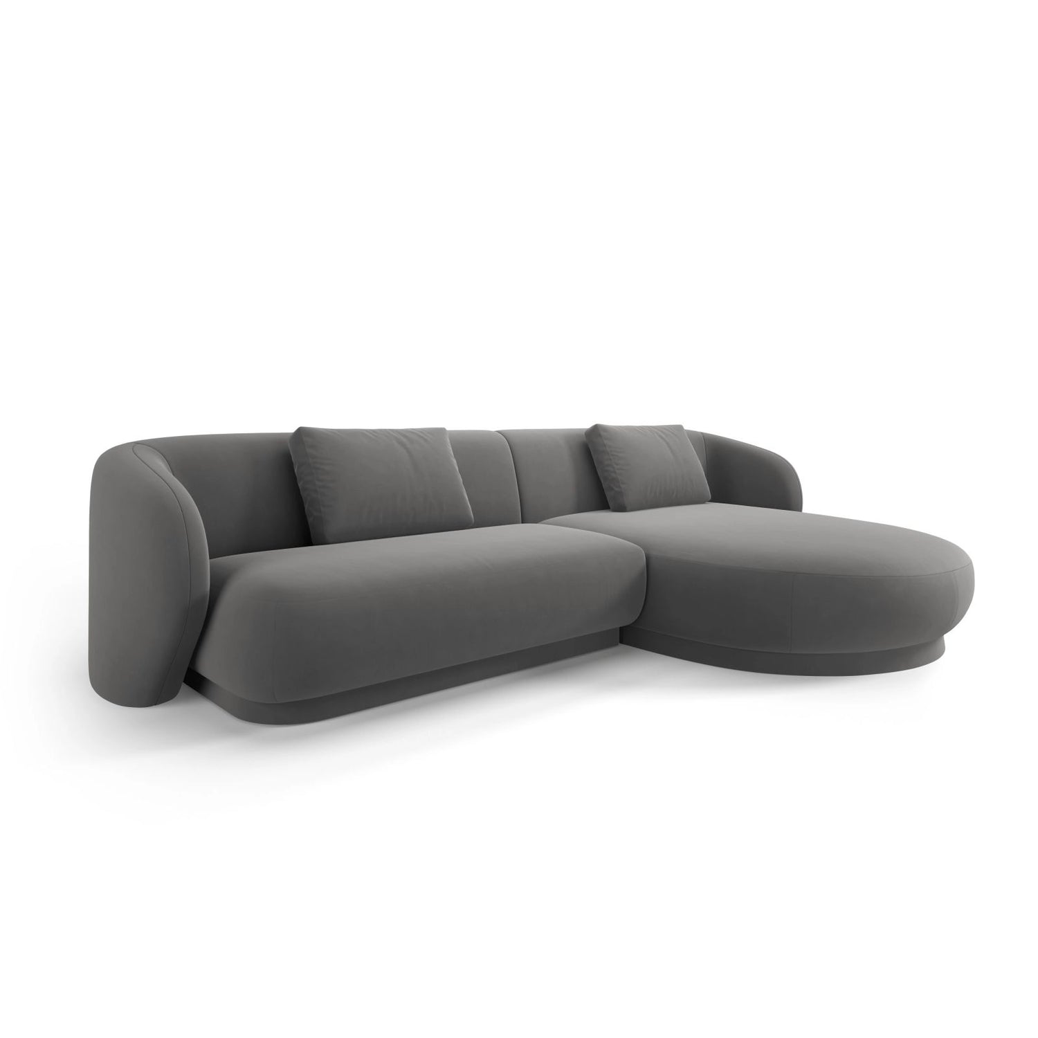 Camden 4-Sitzer Ecksofa, Rechte Seite, aus Samt in Warmes Grau (Casino Anthracite), 289x177x72 cm von Cosmopolitan Design – Bild 1
