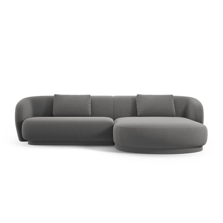 Camden 4-Sitzer Ecksofa, Rechte Seite, aus Samt in Warmes Grau (Casino Anthracite), 289x177x72 cm von Cosmopolitan Design – Bild 3