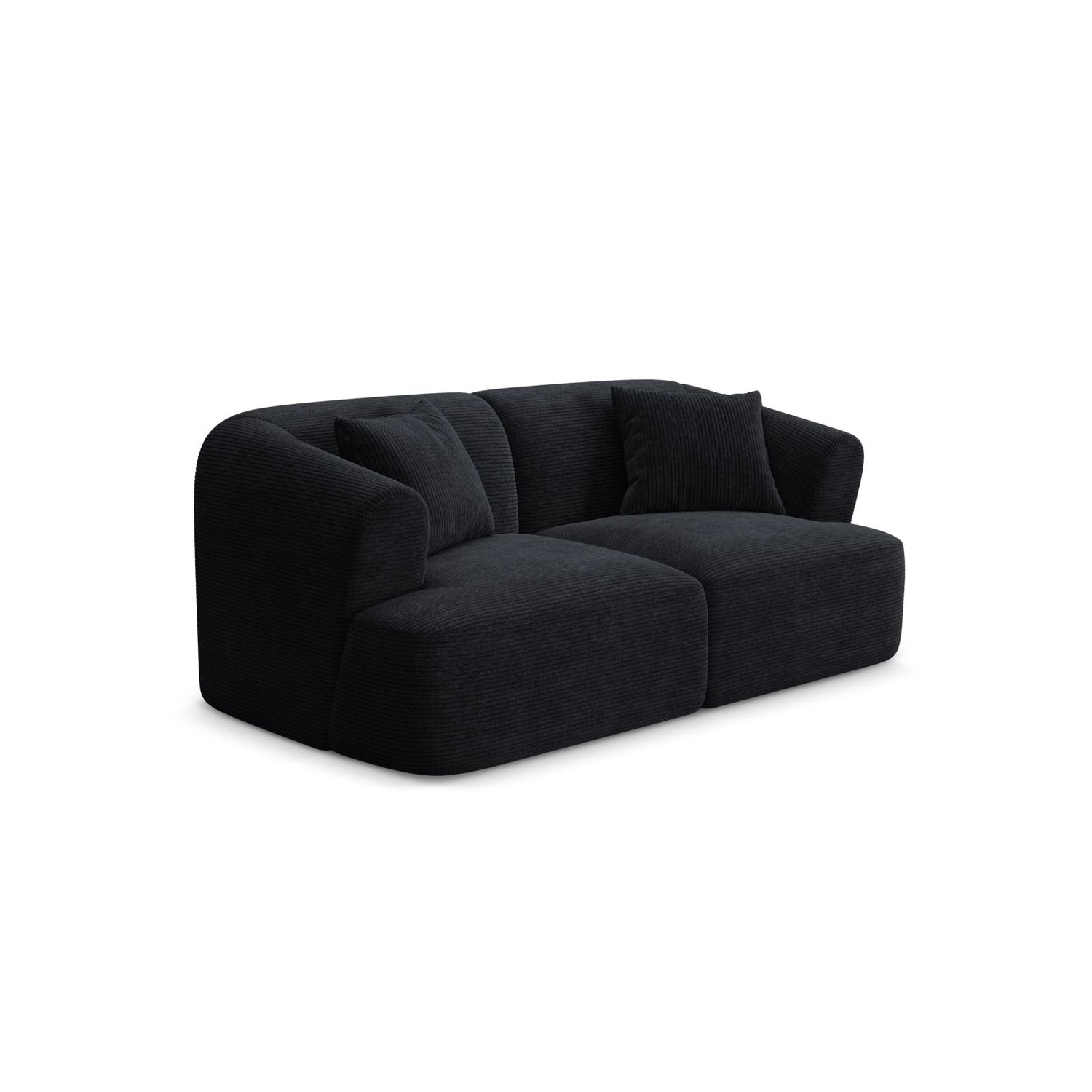 Campi 2-Sitzer Sofa aus Cord in Schwarz (Lincoln 100D), 180x90x70 cm von Cosmopolitan Design – Bild 3