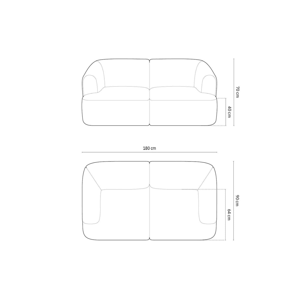 Campi 2-Sitzer Sofa aus Samt in Dunkelbeige (Vogue 3), 180x90x70 cm von Cosmopolitan Design – Bild 3