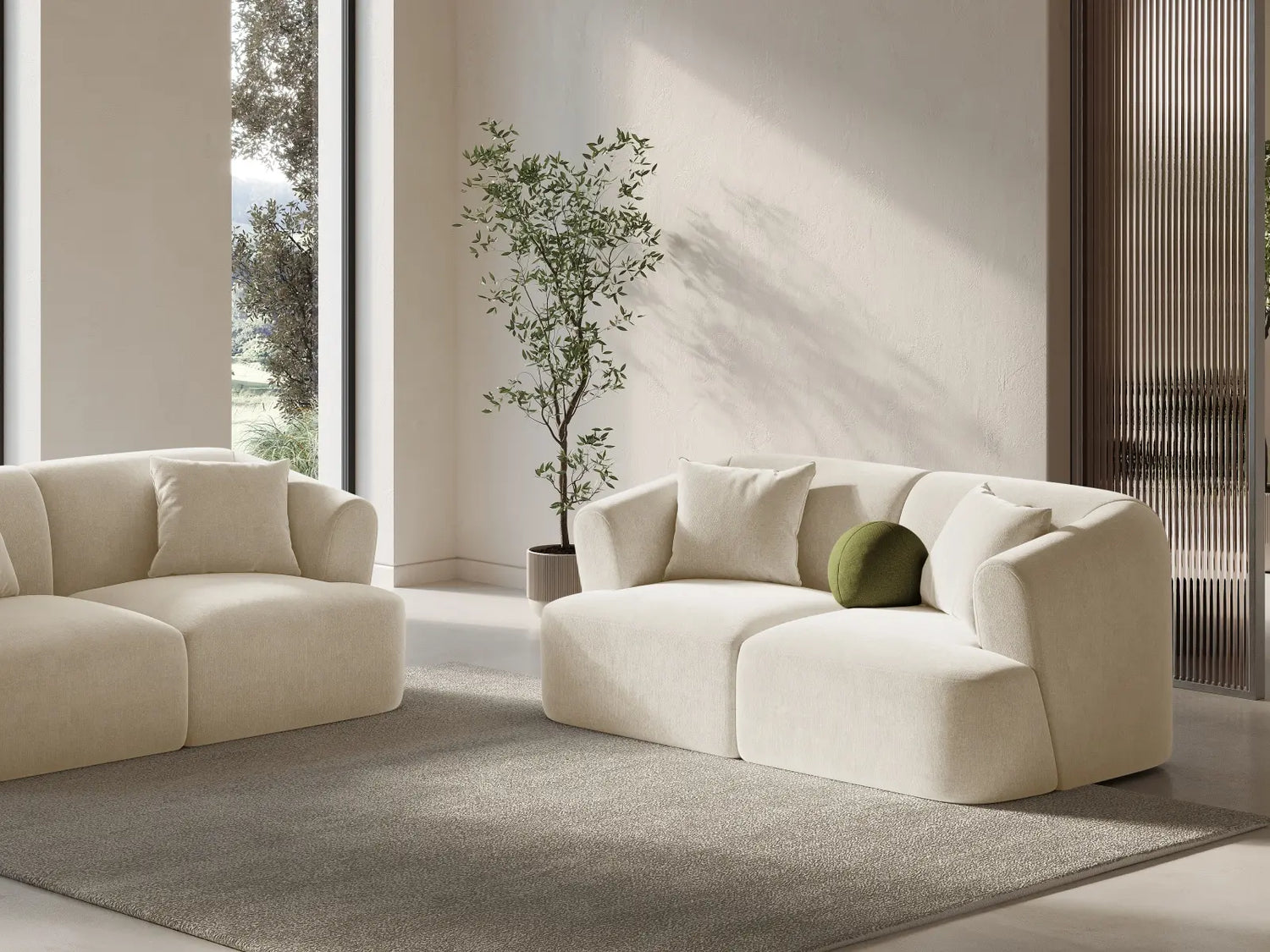 Campi 2-Sitzer Sofa aus Samt oder Strukturstoff, 180x90x70 cm von Cosmopolitan Design – Bild 2