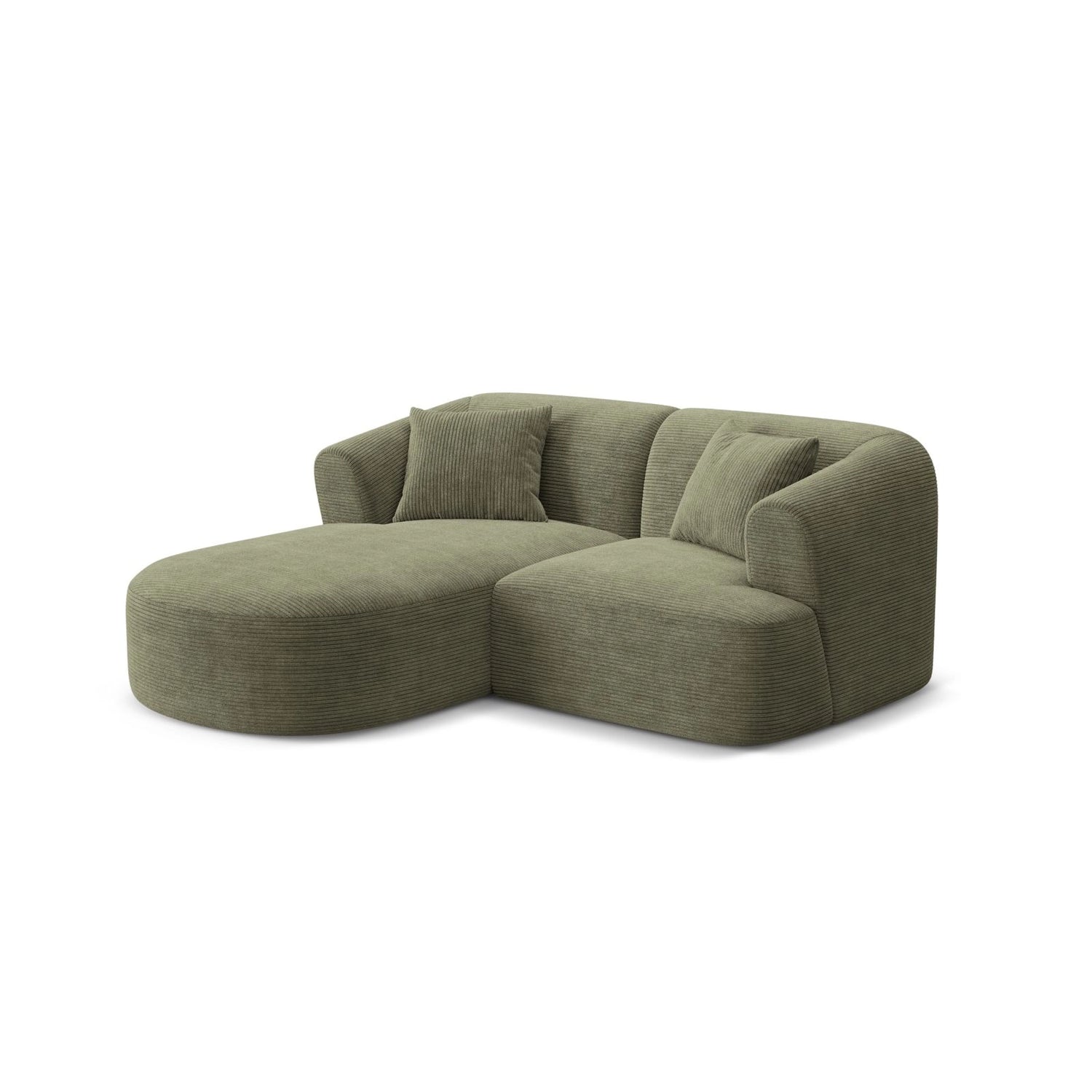 Campi 3-Sitzer Ecksofa, Linke Seite, aus Cord in Moosgrün (Lincoln 37D), 180x156x70 cm von Cosmopolitan Design – Bild 3
