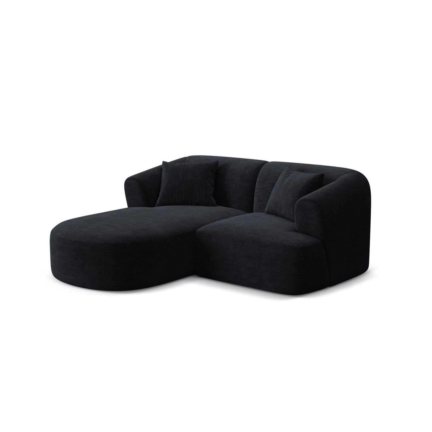 Campi 3-Sitzer Ecksofa, Linke Seite, aus Cord in Schwarz (Lincoln 100D), 180x156x70 cm von Cosmopolitan Design – Bild 3