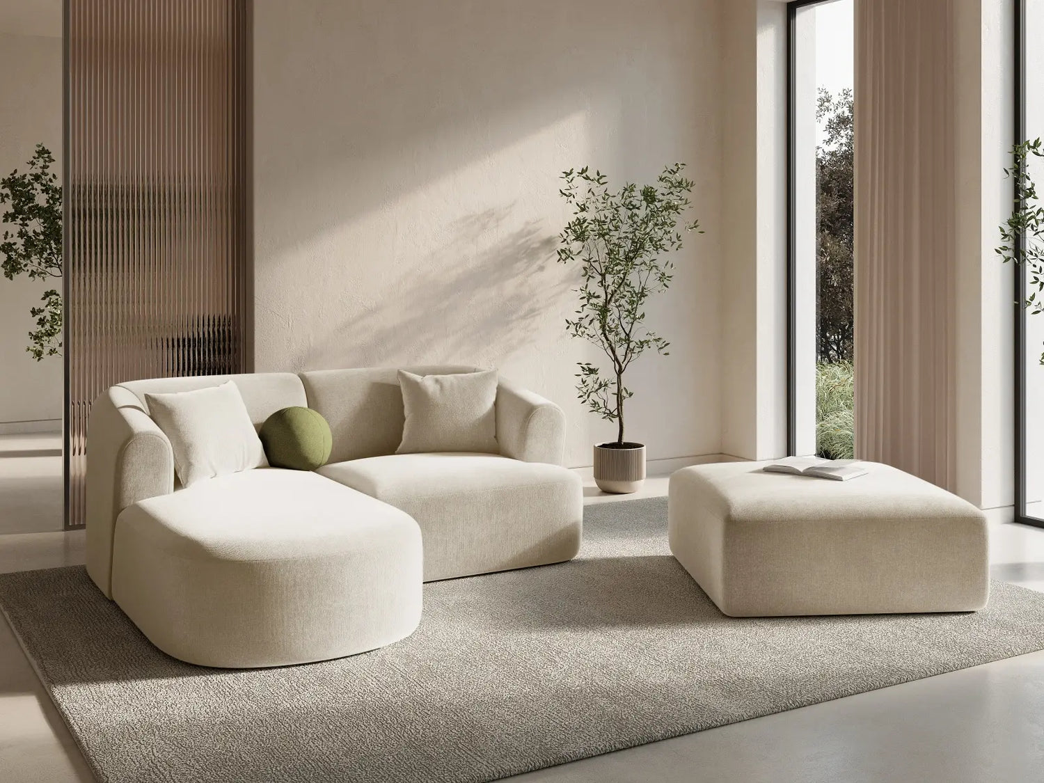 Campi 3-Sitzer Ecksofa, Linke Seite, aus Samt, Cord oder Strukturstoff, 180x156x70 cm von Cosmopolitan Design – Bild 2