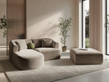 Campi 3-Sitzer Ecksofa, Linke Seite, aus Samt in Dunkelbeige (Vogue 3), 180x156x70 cm von Cosmopolitan Design – Bild 2
