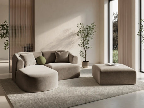 Campi 3-Sitzer Ecksofa, Linke Seite, aus Samt in Dunkelbeige (Vogue 3), 180x156x70 cm von Cosmopolitan Design – Bild 2