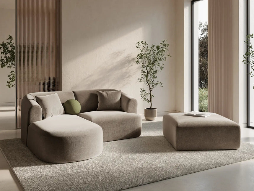 Campi 3-Sitzer Ecksofa, Linke Seite, aus Samt in Dunkelbeige (Vogue 3), 180x156x70 cm von Cosmopolitan Design – Bild 2