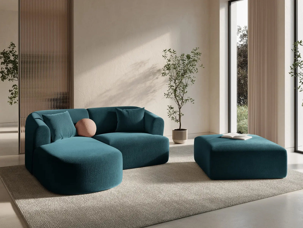 Campi 3-Sitzer Ecksofa, Linke Seite, aus Samt in Tiefes Petrol (Vogue 13), 180x156x70 cm von Cosmopolitan Design – Bild 2