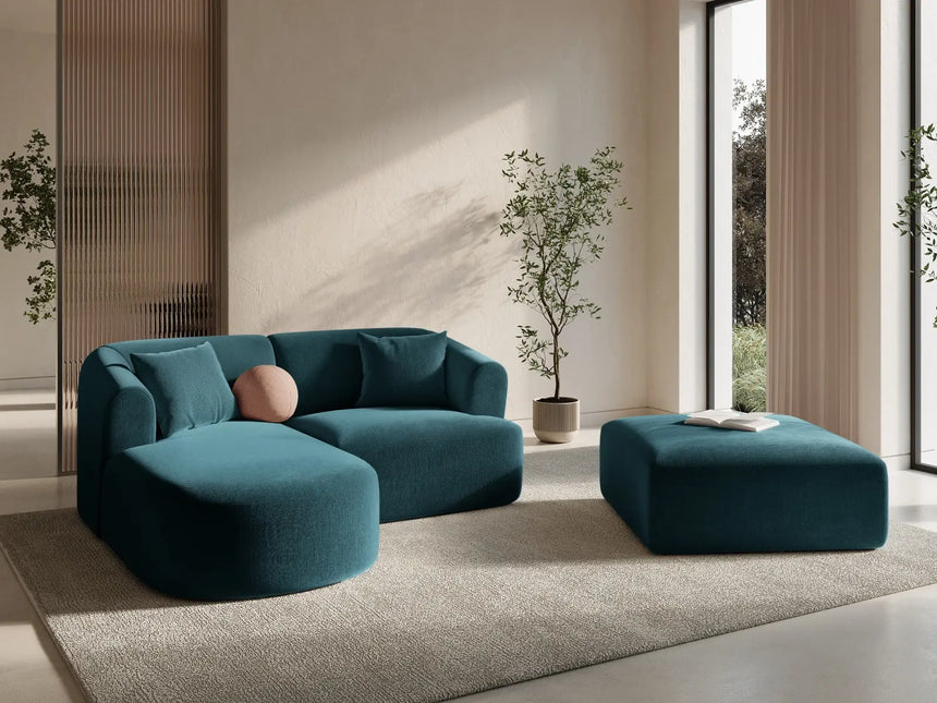 Campi 3-Sitzer Ecksofa, Linke Seite, aus Samt in Tiefes Petrol (Vogue 13), 180x156x70 cm von Cosmopolitan Design – Bild 2