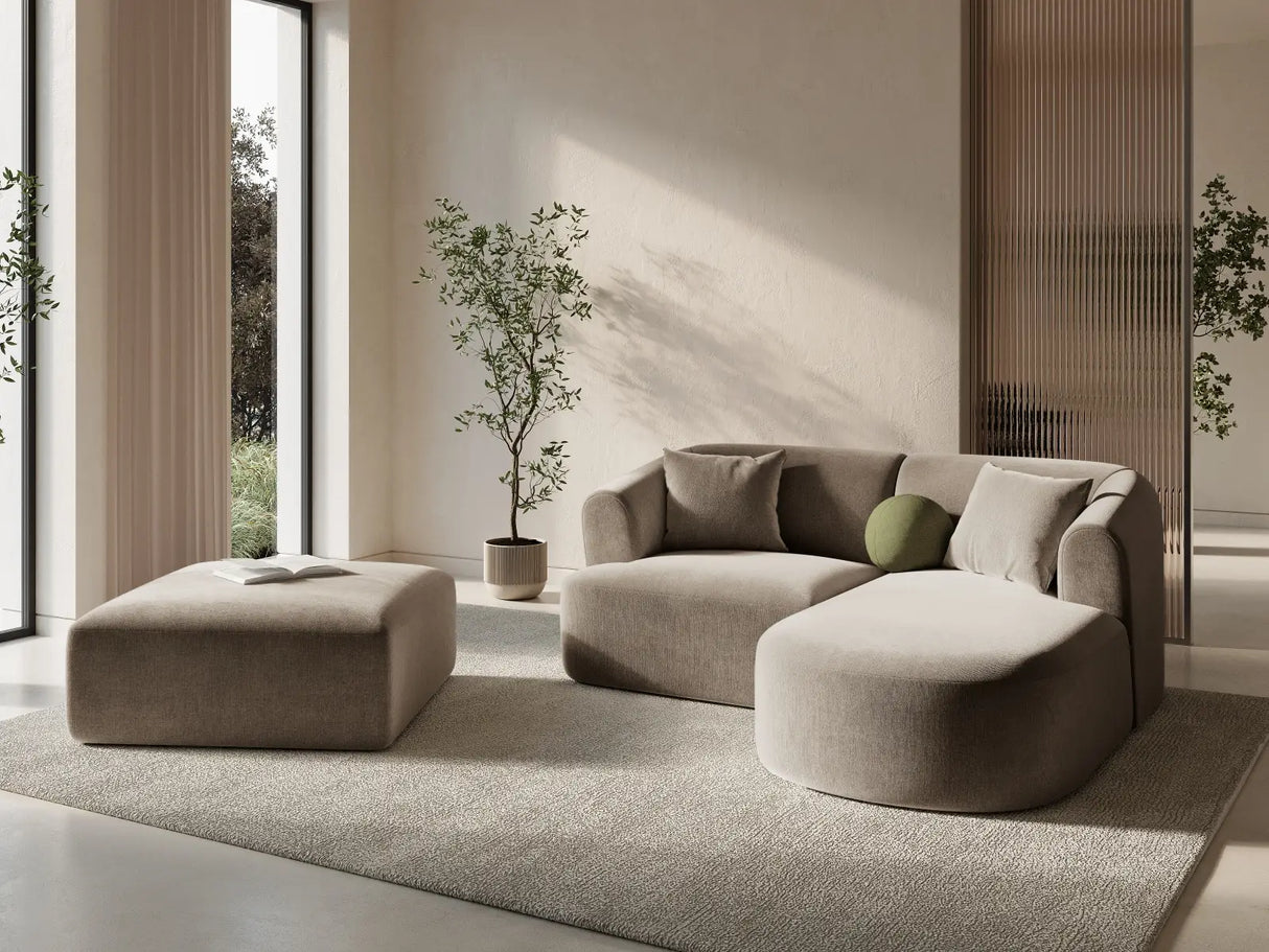 Campi 3-Sitzer Ecksofa, Rechte Seite, aus Samt in Dunkelbeige (Vogue 3), 180x156x70 cm von Cosmopolitan Design – Bild 2