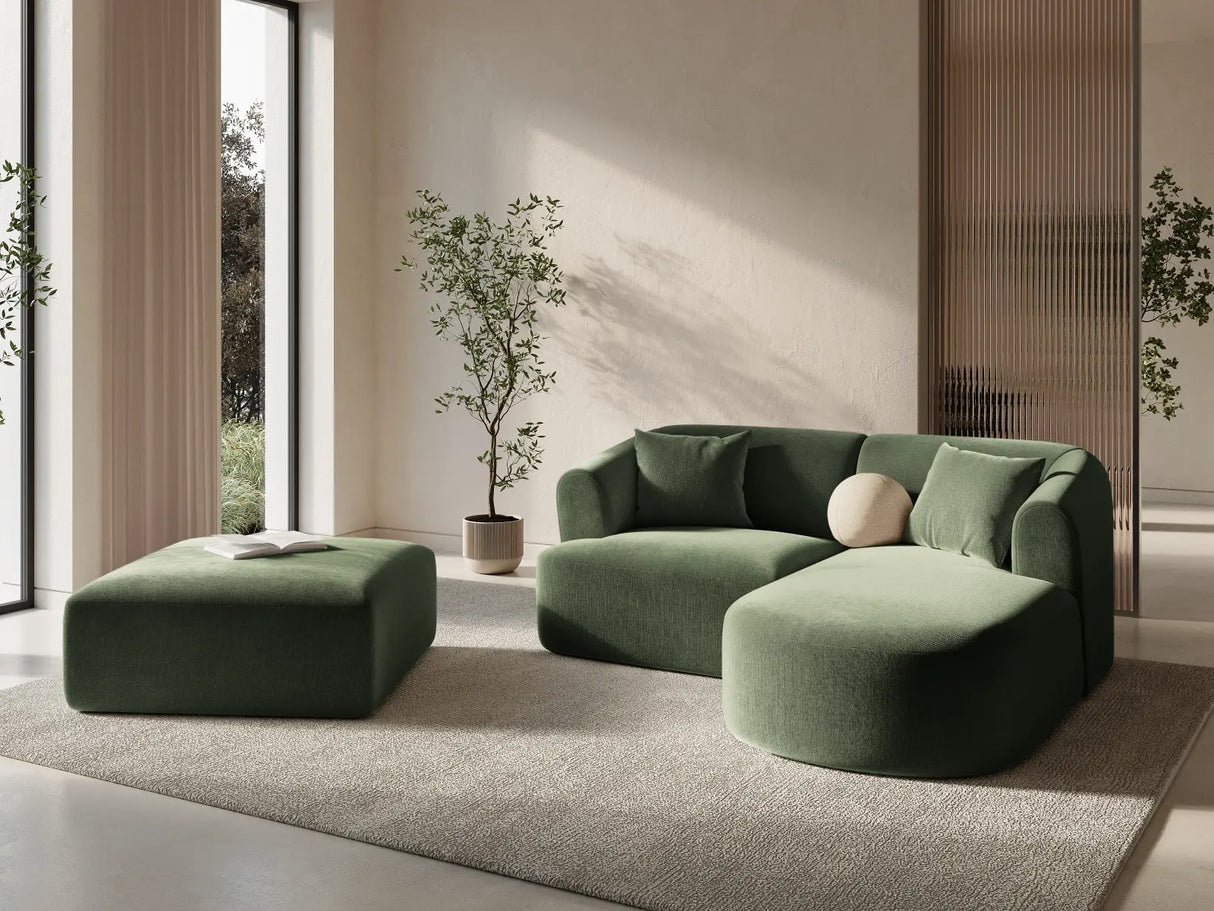 Campi 3-Sitzer Ecksofa, Rechte Seite, aus Samt in Grün (Vogue 11), 180x156x70 cm von Cosmopolitan Design – Bild 2