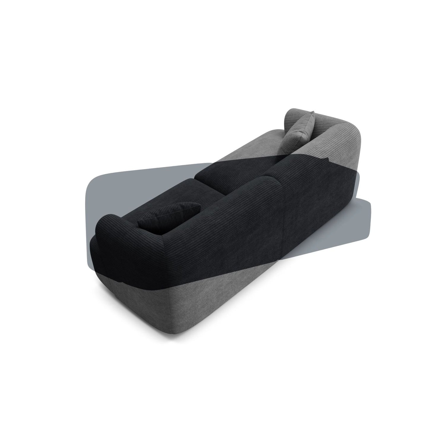 Campi 3-Sitzer Sofa aus Cord in Schwarz (Lincoln 100D), 220x90x70 cm von Cosmopolitan Design – Bild 5