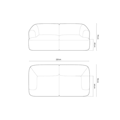 Campi 3-Sitzer Sofa aus Strukturierter Stoff in Königsblau (Moly 79), 220x90x70 cm von Cosmopolitan Design – Bild 2