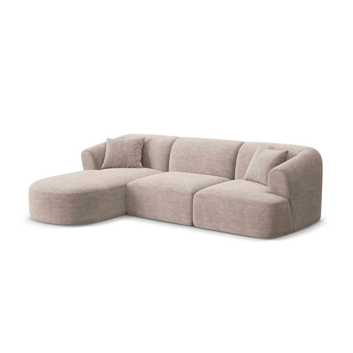 Campi 4-Sitzer Ecksofa, Linke Seite, aus Cord in Cappuccino (Lincoln 09D), 256x156x70 cm von Cosmopolitan Design – Bild 3