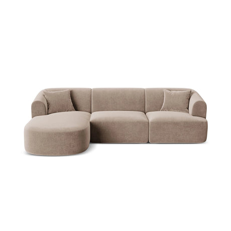 Campi 4-Sitzer Ecksofa, Linke Seite, aus Samt in Dunkelbeige (Vogue 3), 256x156x70 cm von Cosmopolitan Design – Bild 1