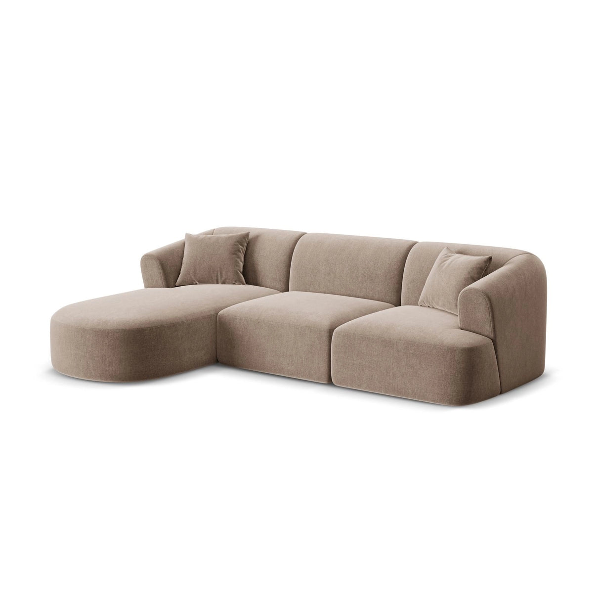 Campi 4-Sitzer Ecksofa, Linke Seite, aus Samt in Dunkelbeige (Vogue 3), 256x156x70 cm von Cosmopolitan Design – Bild 4